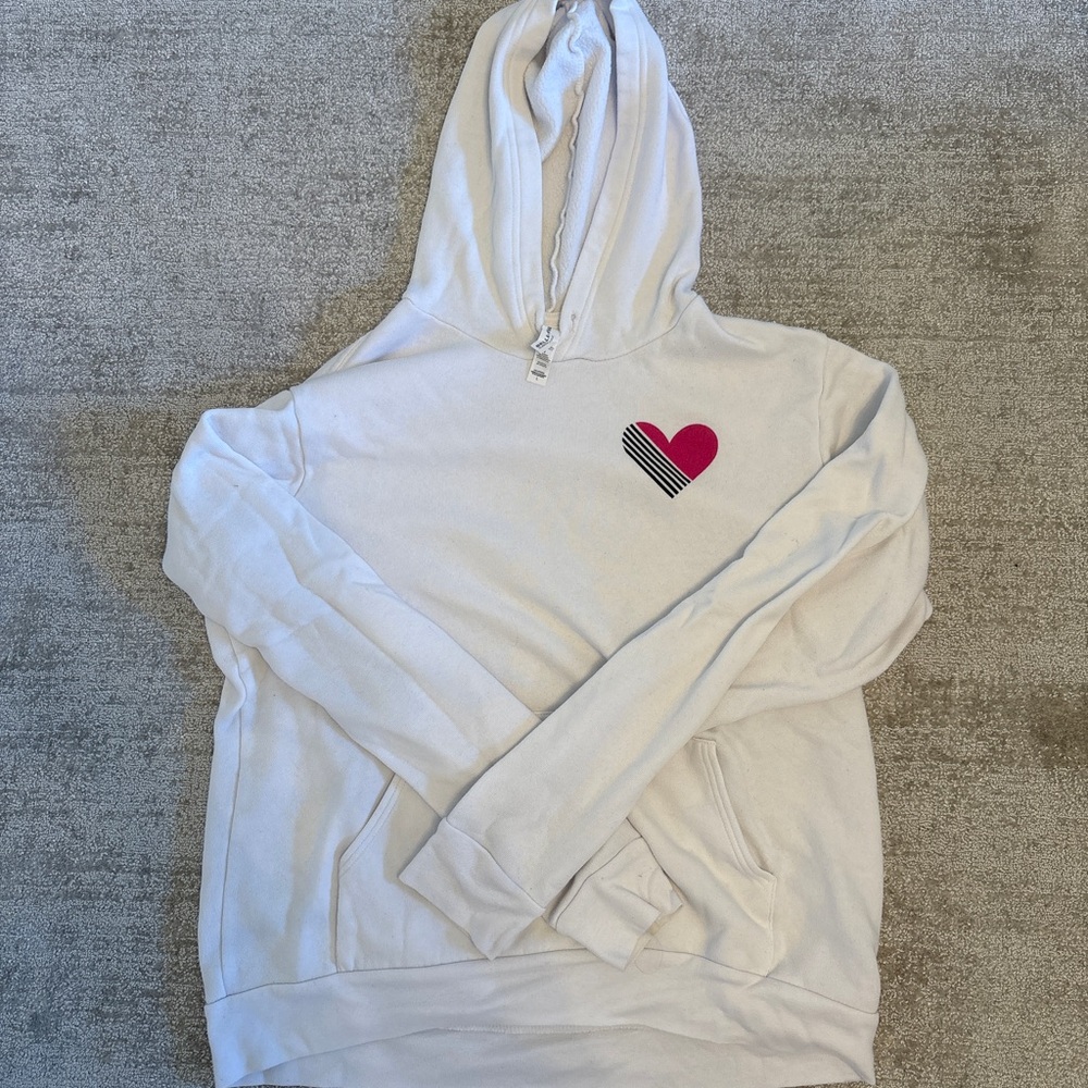 White Hoodie with Heart Design